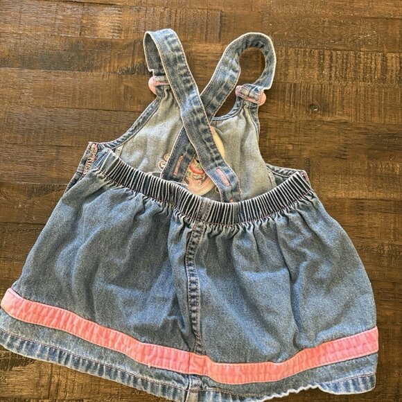 Vintage Baby Mickey Co Minnie Mouse Denim Baby Dress 12 Month Embroidered Patch - Picture 8 of 11